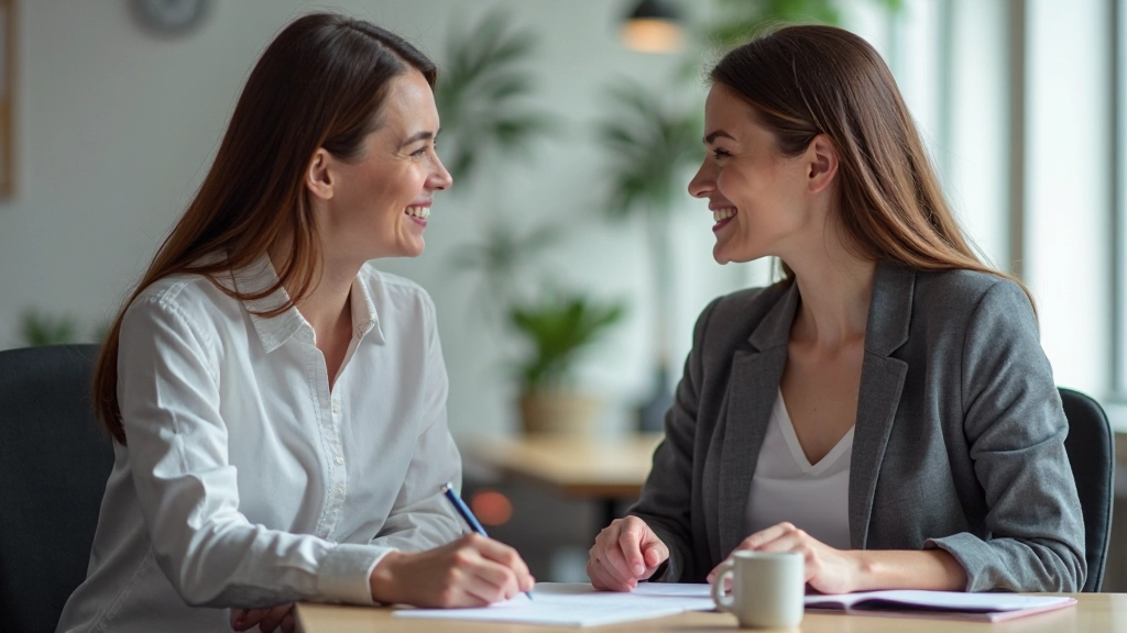 Twee collega's voeren een natuurlijk Nederlands gesprek op kantoor